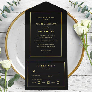Casamento Dourado e negro minimalista