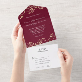 Casamento Dourado Elegante Burgundy