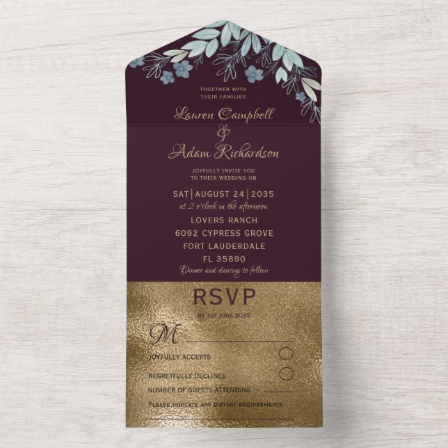 Casamento Dourado Elegante Burgundy & Faux (Interno)