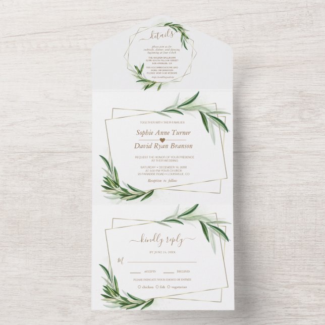Casamento Dourado Elegante Olive Greenery (Inside)