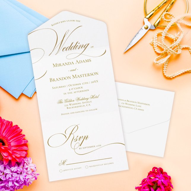 Casamento Dourado Elegante Simples (Criador carregado)