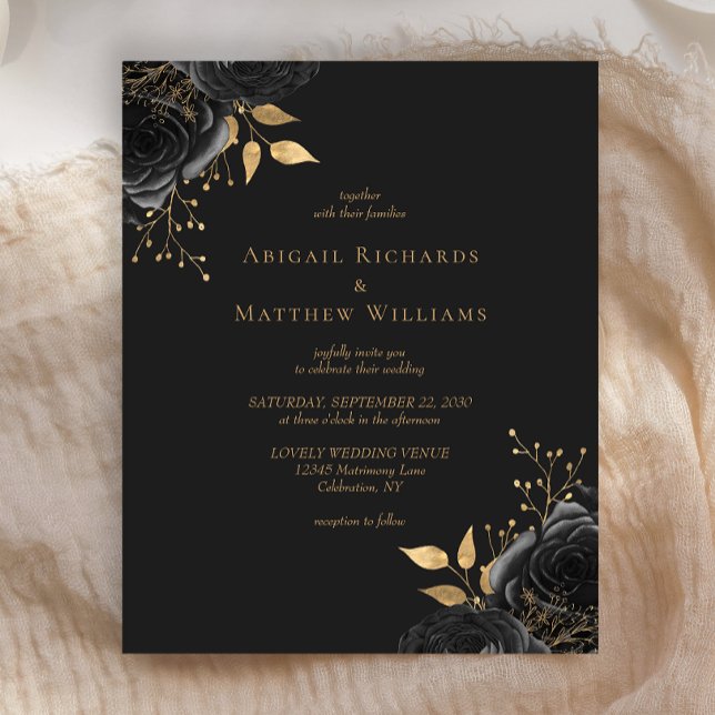 Casamento Dourado Floral Dark Preto (Criador carregado)