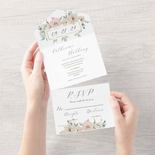 Casamento Dourado Floral Moderno (Tearaway)