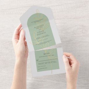 Casamento Dourado Floral Verde Silver Sage