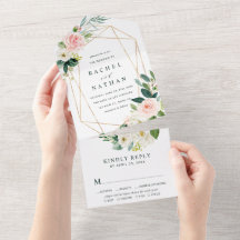 Casamento Dourado Geométrico do Blush White Bloom