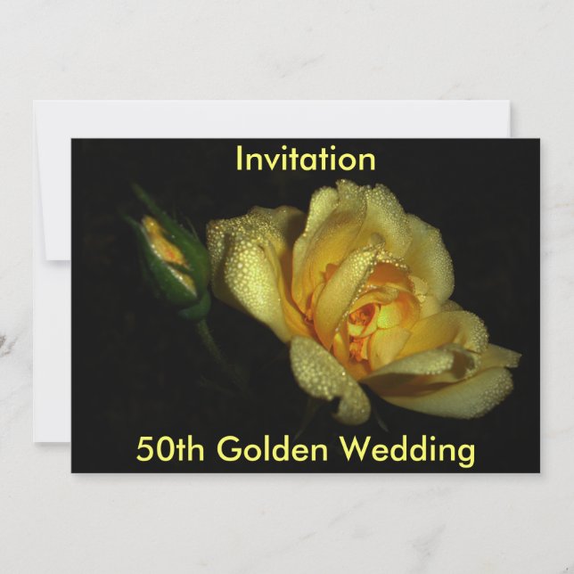 casamento dourado luminoso, 50th, convite (Frente)