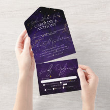Casamento Dourado Mágico Preto-Púrpura Escuro