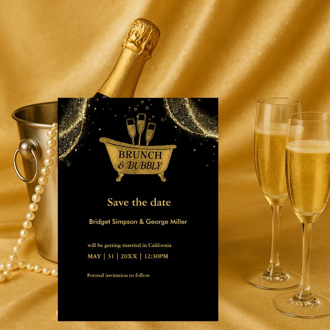 Casamento Dourado Negro Brunch e Bubble, salve a d (Criador carregado)