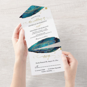 Casamento Dourado por Agata Moderno Teal Watercolo