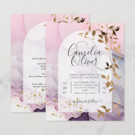 Casamento Dourado Rosa Rosa Púrpura de Mão-de-Tint