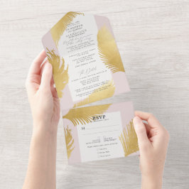 Casamento Dourado Tropical Moderno Palm Pink