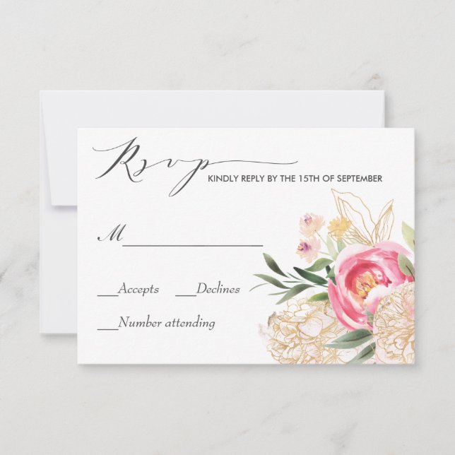 Casamento Dourado Watercolor Rsvp (Frente)