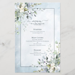 Casamento Dusty Blue Botânico Greenery Watercolor