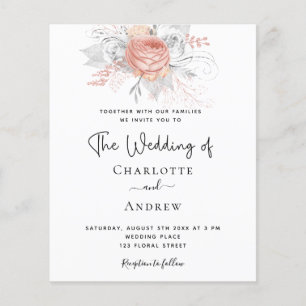 Casamento econômico rosa dourado floral elegante p