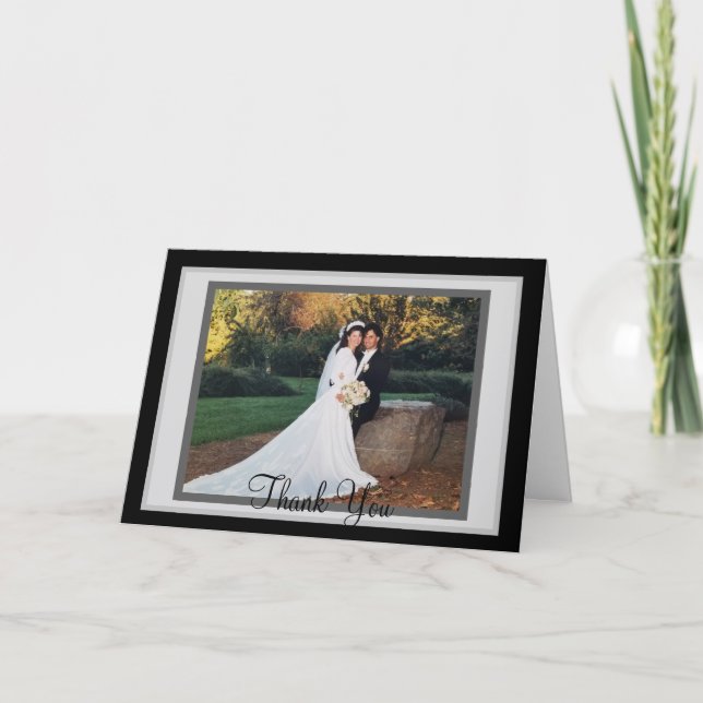 Casamento Elegante Agradecimento em Preto e Branco (Frente)
