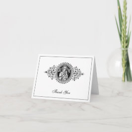 Casamento Elegante Agradecimento Religioso Preto e