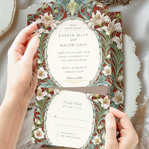 Casamento Elegante Art Nouveau com Cartão RSVP