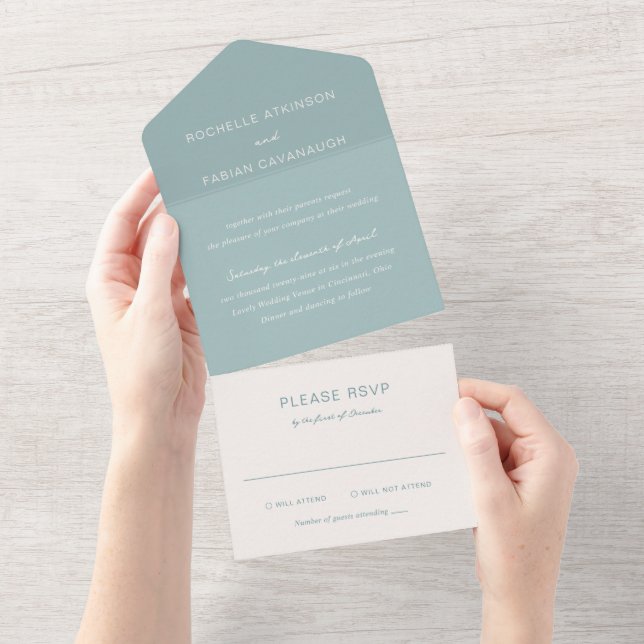 Casamento Elegante Azul Simples Muted (Aba destacável)