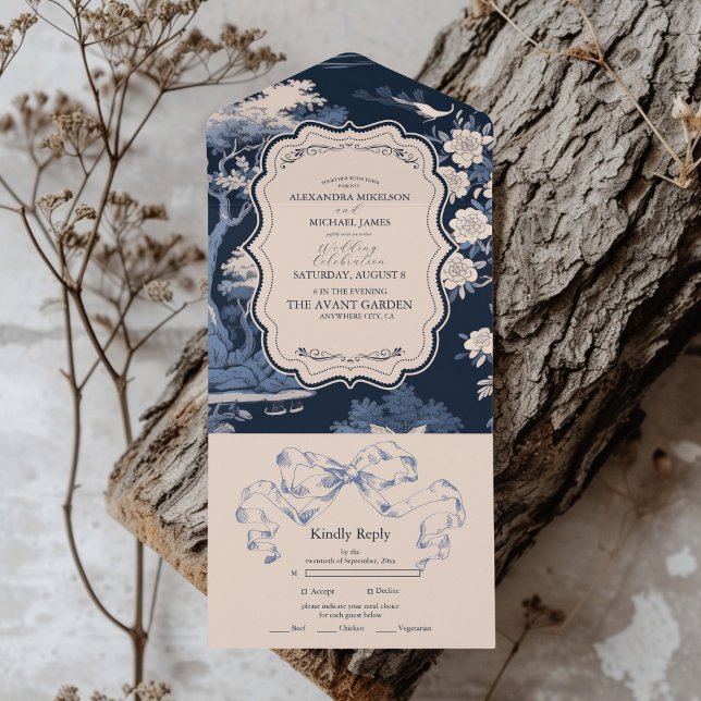 Casamento Elegante Blue Toile De Jouy (Criador carregado)