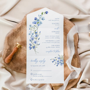 Casamento Elegante Boho Dusty Blue Wildflower