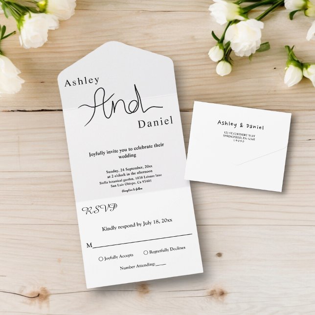 Casamento Elegante Branco E Preto Chic Simples (Criador carregado)