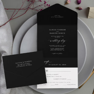 Casamento elegante branco e preto minimalista simp