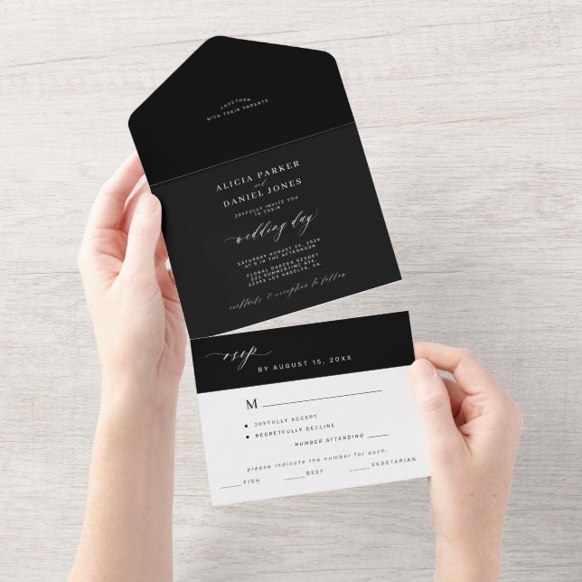 Casamento elegante branco e preto minimalista simp (Aba destacável)