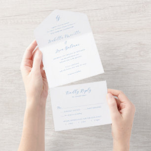 Casamento Elegante Chic de Azul e Branco à Beira-M