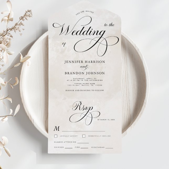 Casamento Elegante Clássico da Caligrafia Marble (Criador carregado)