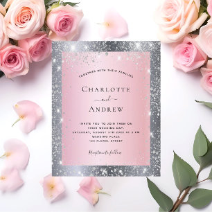 Casamento elegante com brilho cor-de-rosa e prata