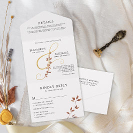 Casamento Elegante com Folhagem de Outono e Ampers