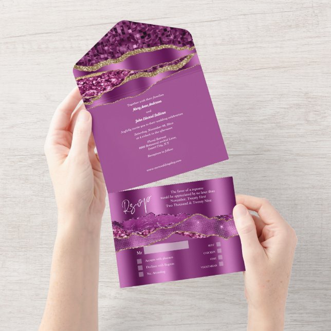Casamento elegante com marmoras de ouro roxo (Aba destacável)