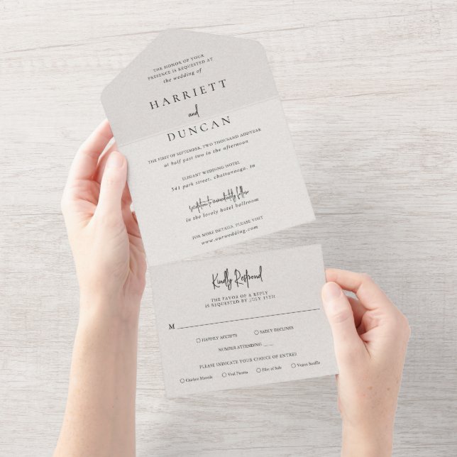 Casamento Elegante de Beige Neutral do eterno (Aba destacável)