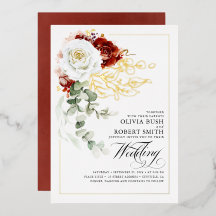 Casamento Elegante de Boho Floral Vermelho e Branc