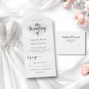 Casamento Elegante De Caligrafia Branca E Preta