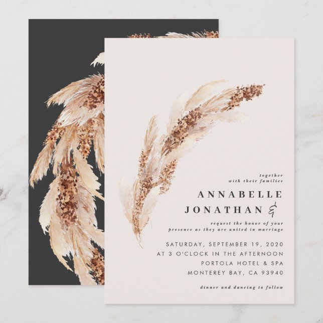 Casamento elegante de capim-de-boho natural (Frente/Verso)