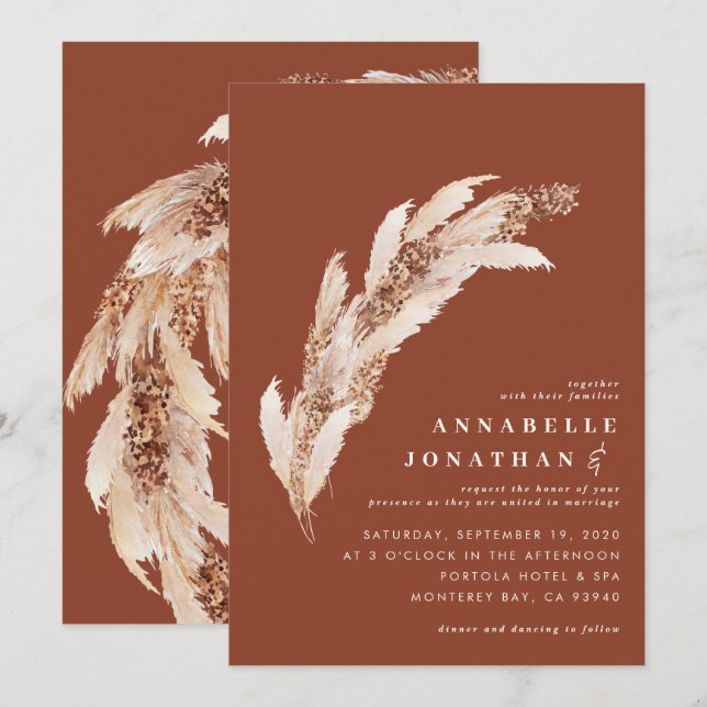 Casamento elegante de capim-de-boho natural (Frente/Verso)