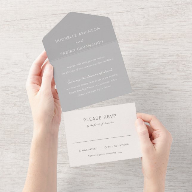 Casamento elegante de Cinzas simples (Aba destacável)