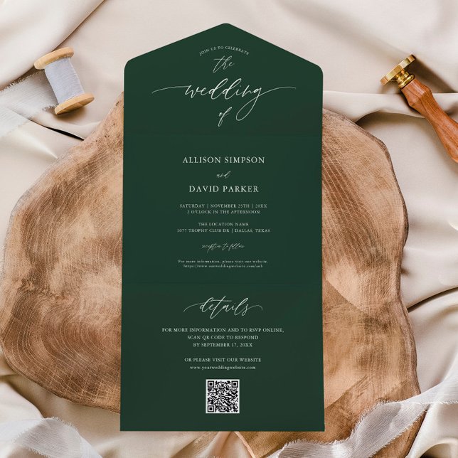 Casamento Elegante de Emerald Green QR (Criador carregado)