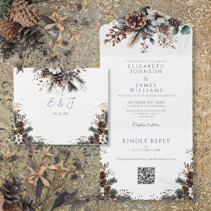 Casamento Elegante de Floral Rústico com Código QR