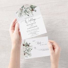 Casamento elegante de inverno festivo sempre verde