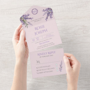 Casamento Elegante De lavanda Todos Em Um Convite