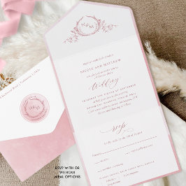 Casamento Elegante de Monograma e Rosa de Dusty