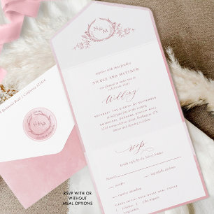 Casamento Elegante de Monograma e Rosa de Dusty
