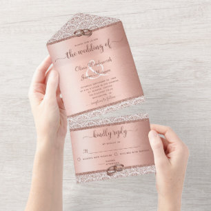 Casamento Elegante de rosa Dourado Glitter Damask