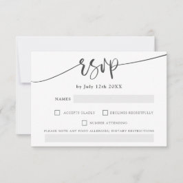 Casamento elegante de rsvp branco de cinza moderna