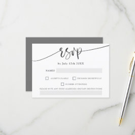 Casamento elegante de rsvp branco de cinza moderna