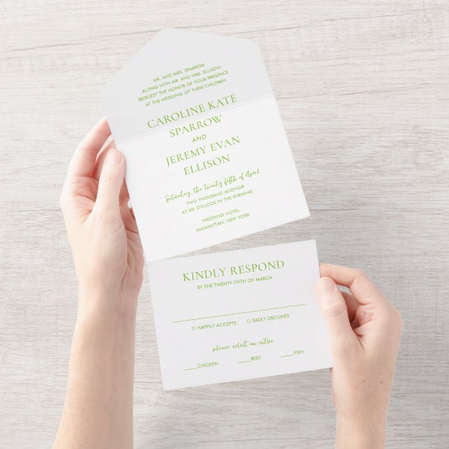 Casamento Elegante de Verde limão Limpo (Aba destacável)