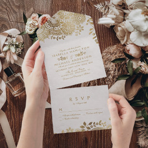 Casamento elegante de vintage dourado