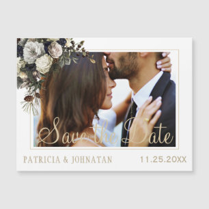 Casamento elegante dos peões brancos de inverno sa